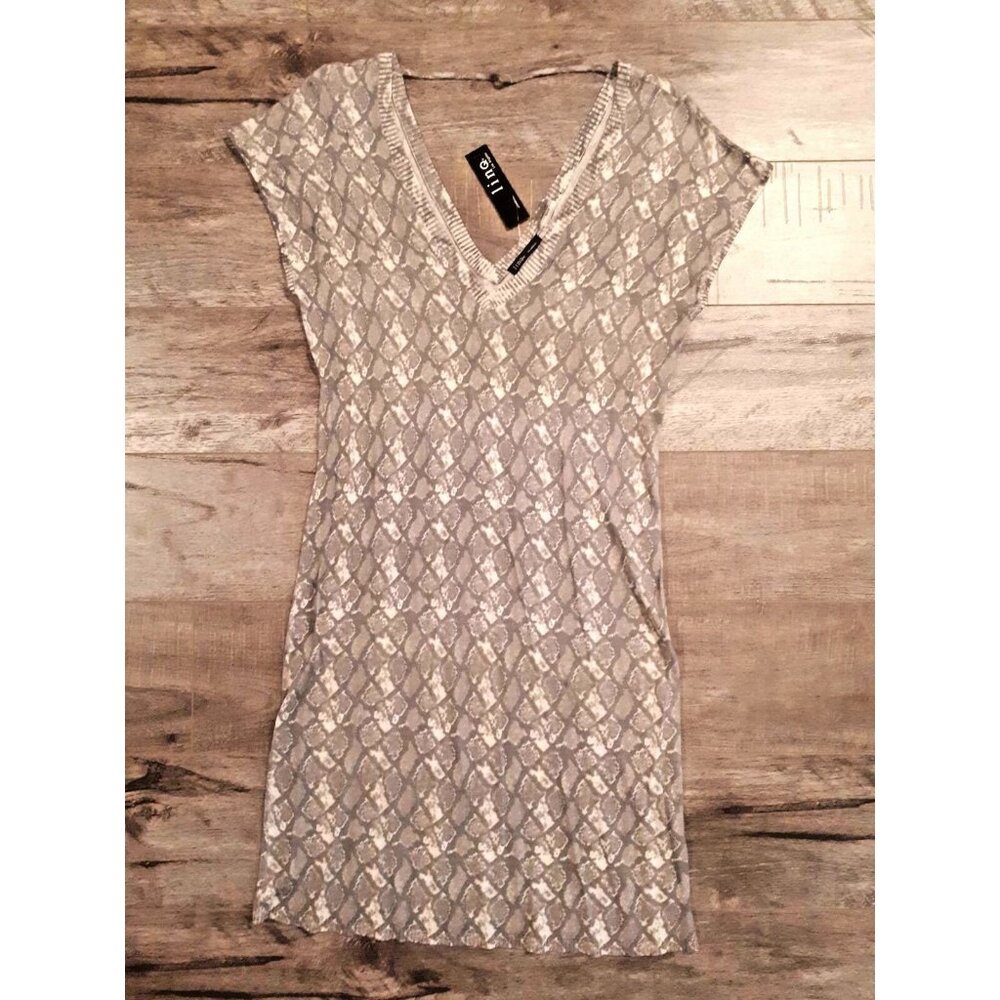 LinQ Women's V-Neck Short Sweater Dress Mineral Bamboo Blend ( M )